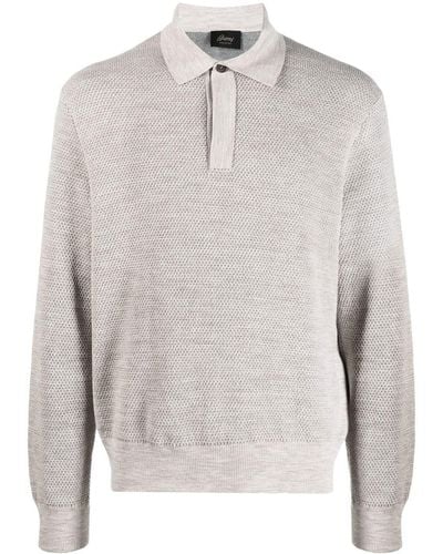 Brioni Cotton-wool Blend Polo Shirt - Gray