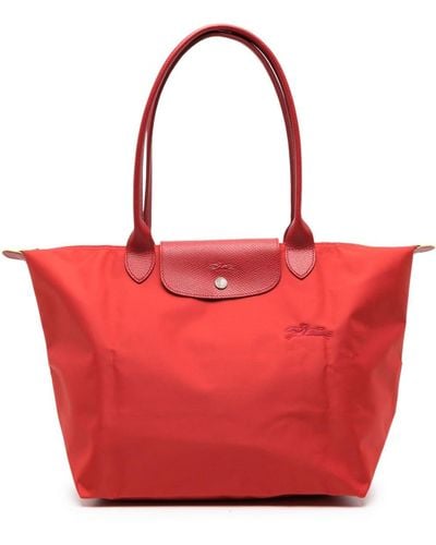 Longchamp Grand sac cabas Le Pliage à design brodé - Rouge