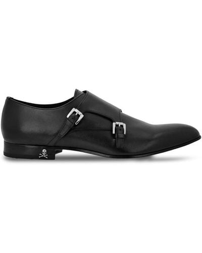 Philipp Plein Almond-toe Leather Derby Shoes - Black