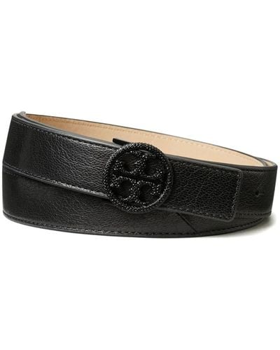 Tory Burch Miller Crystal-embellished Leather Belt - Black