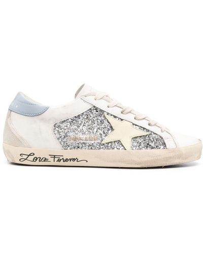 Golden Goose Super-star Glitter Low-stop Trainers - White