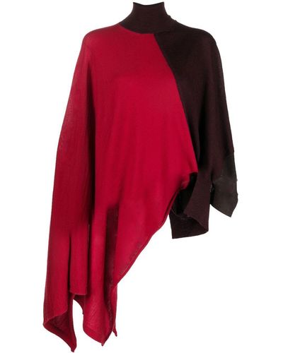 Y's Yohji Yamamoto Asymmetric Colour-block Wool Jumper - Red
