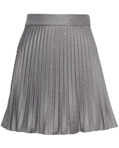 Nissa Rhinestoned Pleated Miniskirt - Gray