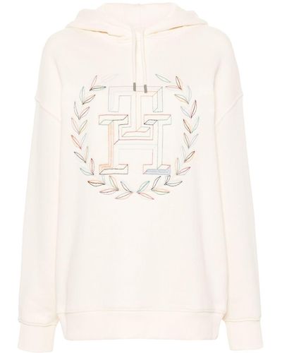 Tommy Hilfiger Embroidered Th Cotton Hoodie - Natural