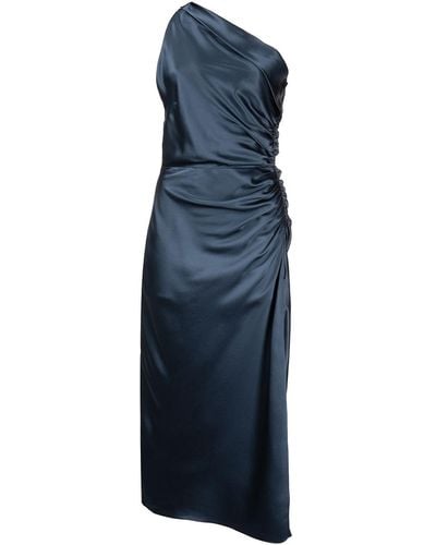 Michelle Mason ワンショルダー シルクドレス - ブルー