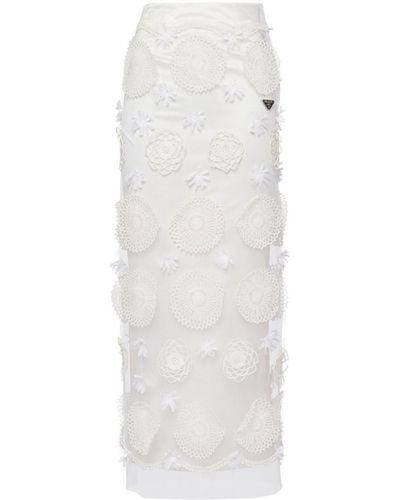 Prada Falda con placa del logo - Blanco