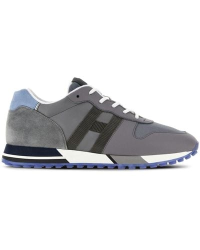 Hogan H383 Panelled Lace-up Trainers - Grey