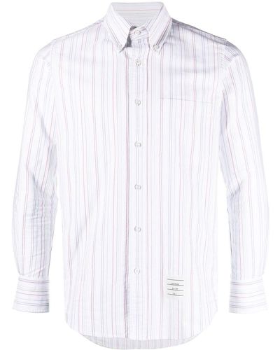 Thom Browne University-stripe Long-sleeve Shirt - White