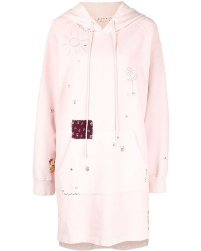 Marni Embroidered Hoodie Dress - Pink