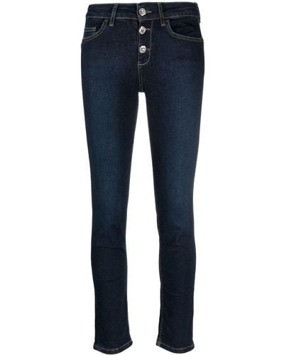 Liu Jo Crystal-button Skinny-cut Jeans - Blue