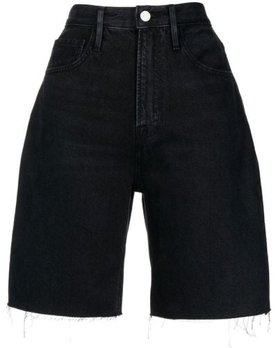 FRAME Wide-leg Denim Shorts - Black
