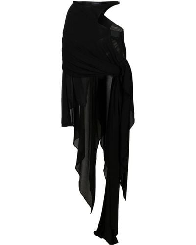 Mugler Asymmetric Draped Miniskirt - Black