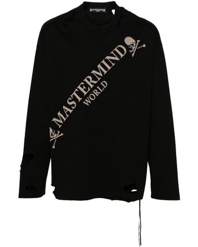 Mastermind Japan Sweatshirt in Distressed-Optik - Schwarz