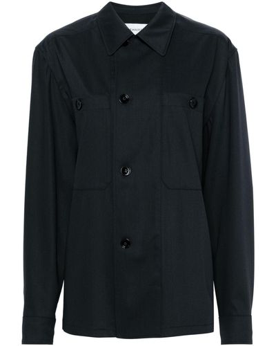 Lemaire Double-breasted Virgin Wool Shirt - Black