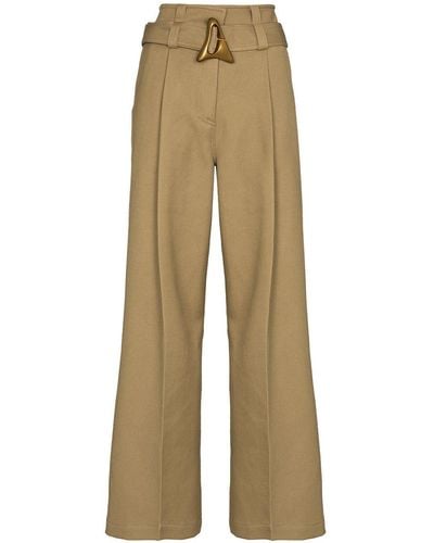 Aeron Flyn Belted Straight-leg Trousers - Natural