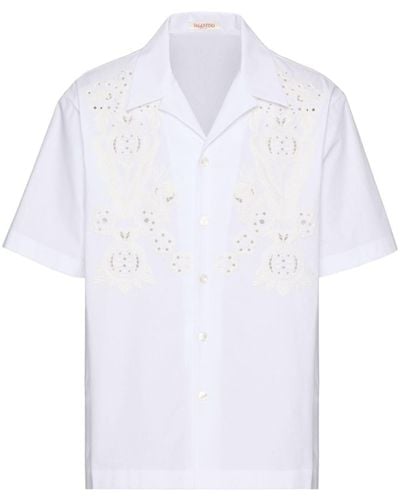 Valentino Garavani Chemise en coton à broderies - Blanc