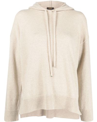 Moorer Drop-shoulder Hooded Cashmere Sweater - Natural