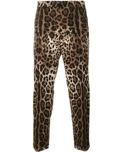 Dolce & Gabbana Pantalon à motif léopard - Marron