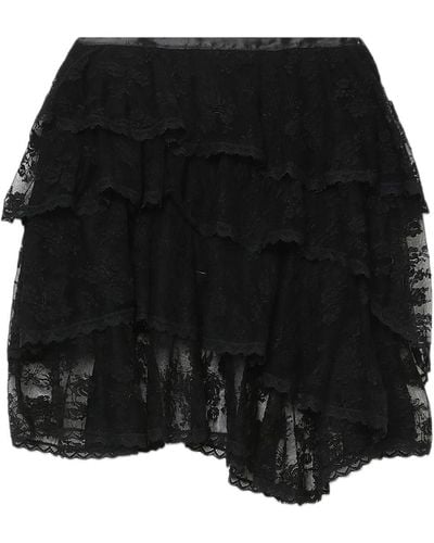 YUHAN WANG Falda corta con encaje floral - Negro