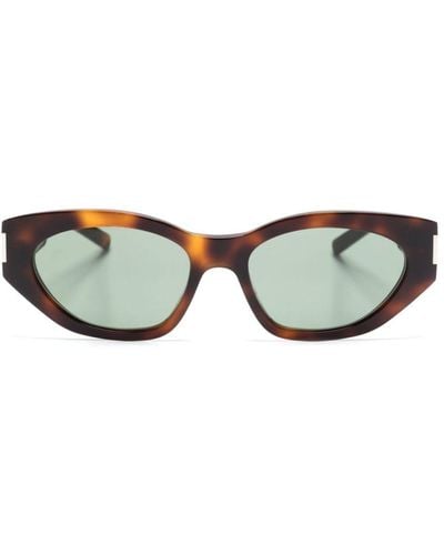 Saint Laurent Bold Geo Oval-frame Sunglasses - Brown