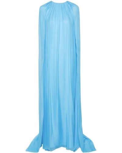 Oscar de la Renta Draped Silk Maxi Dress - Blue
