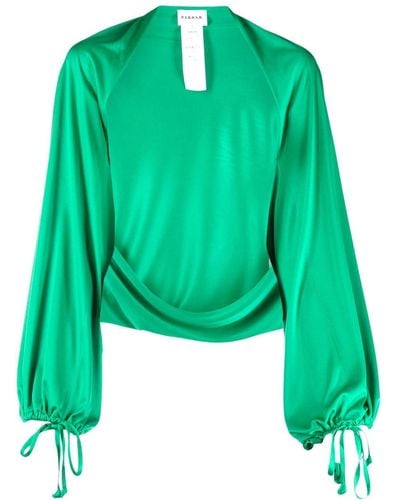 P.A.R.O.S.H. Draped Open-front Blouse - Green