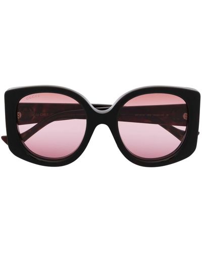 Gucci Oversized Logo-arm Sunglasses - Brown