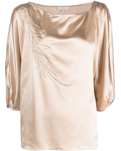 Antonelli Bead-embellished Embroidered Blouse - Natural