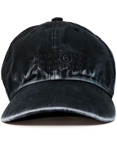 MM6 by Maison Martin Margiela Signature-numbers Embroidered Cap - Black