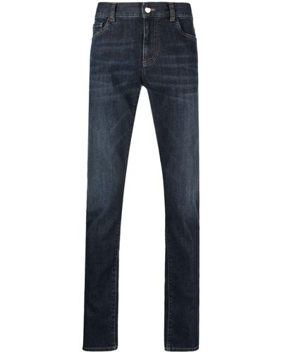 Canali Logo-patch Slim-fit Jeans - Grey