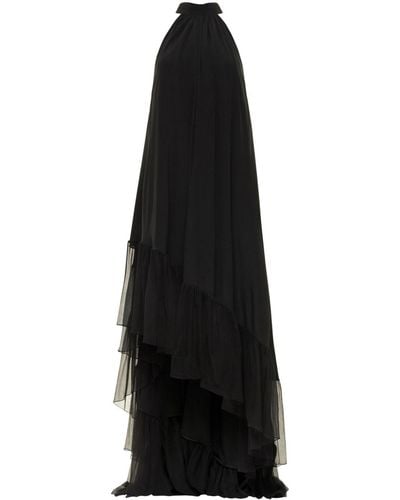 Azeeza Plath Chiffon Gown - Black