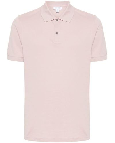 Sunspel Katoenen Poloshirt - Roze