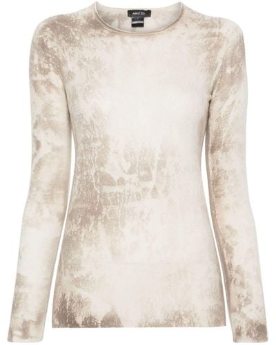 Avant Toi Abstract-print Cashmere Sweater - Natural