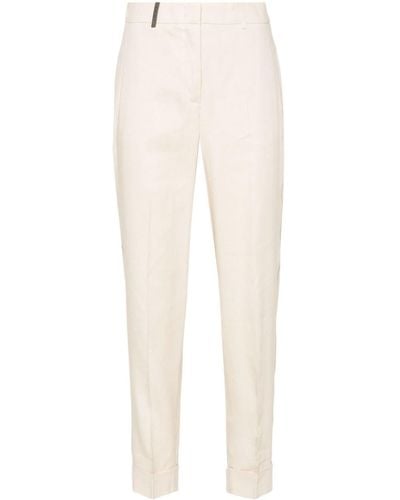 Peserico Cropped Slim-cut Trousers - White