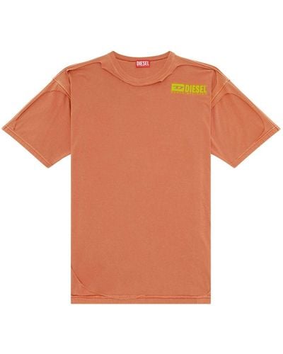 DIESEL T-shirt à effet usé - Orange