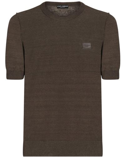 Dolce & Gabbana Logo-appliqué Round-neck T-shirt - Brown