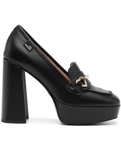 Love Moschino 12mm Leather Court Shoes - Black