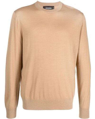 DSquared² Crew Neck Wool Sweater - Natural