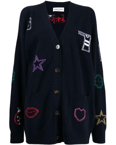 Sonia Rykiel Embroidered Button-down Cardigan - Blue