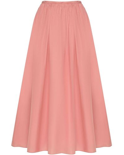 12 STOREEZ High-waisted Maxi Flared Skirt - Pink