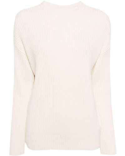 Vince Crew-neck Ribbed-trim Sweater - Natural
