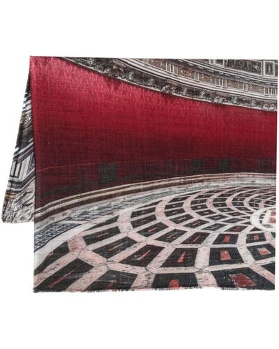 Faliero Sarti Graphic-print Wool Scarf - Red