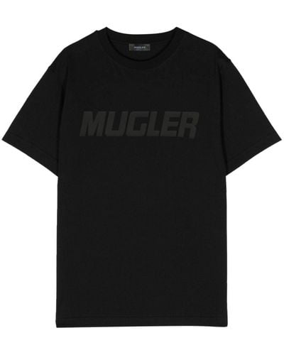 Mugler Logo-patch Cotton T-shirt - Black