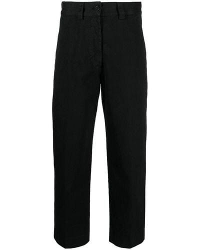 Aspesi Wide-leg Cropped Trousers - Black