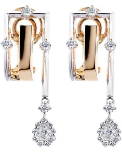YEPREM 18kt Rose Gold Electrified Diamond Earrings - White