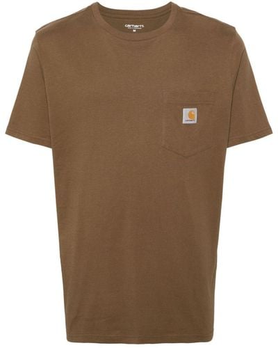 Carhartt Logo-patch Cotton T-shirt - Brown