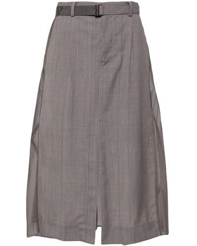 Sacai Prince Of Wales Check Midi Skirt - Grey