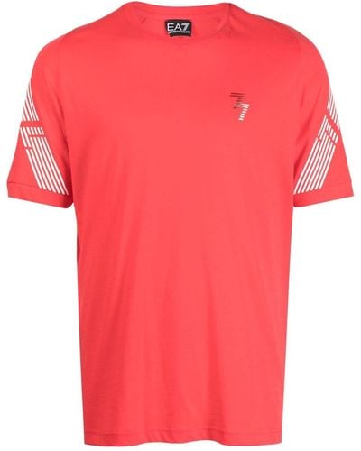 EA7 Poloshirt Met Gestreept Detail - Roze