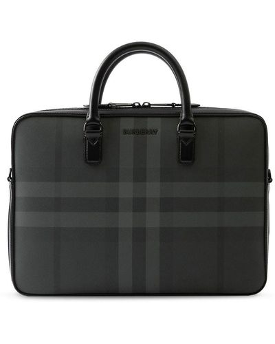 Burberry Ainsworth Checke Briefcase - Black