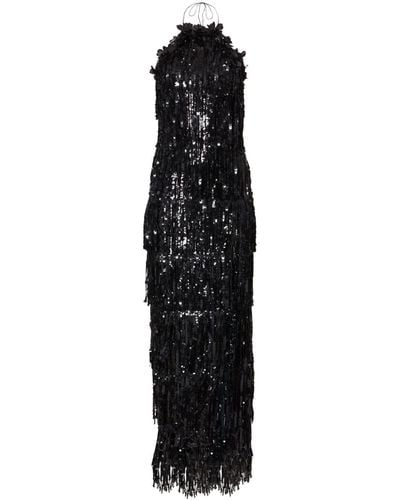 Carolina Herrera Robe ornée de sequins à dos-nu - Noir